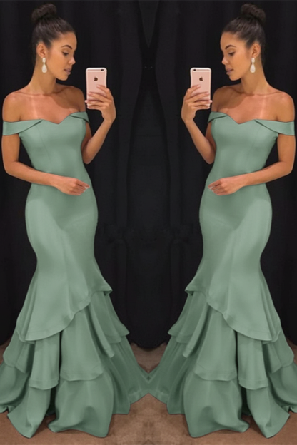 Shoulder Mermaid Prom Dresses Tiered Simple Evening Gowns Arabella Off-the-Shoulder Mermaid Gown
