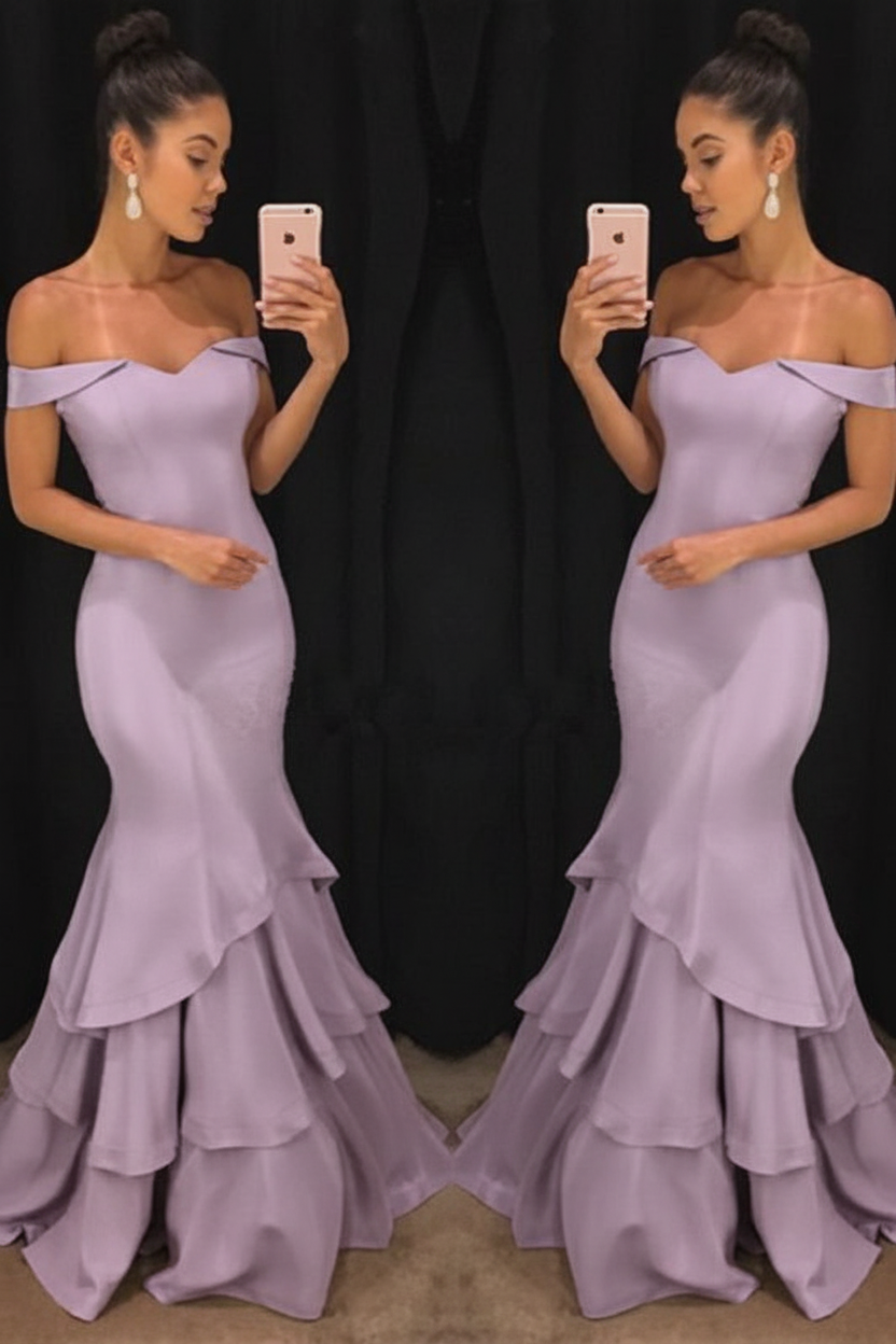 Shoulder Mermaid Prom Dresses Tiered Simple Evening Gowns Arabella Off-the-Shoulder Mermaid Gown