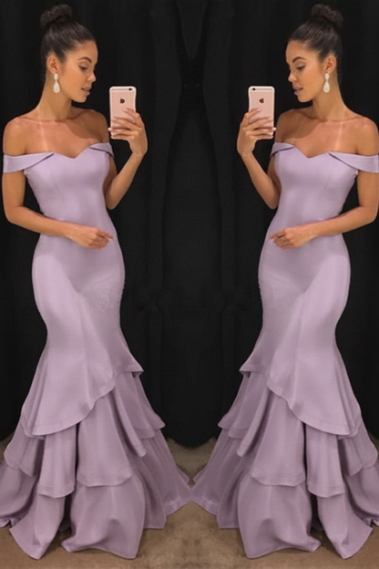 Shoulder Mermaid Prom Dresses Tiered Simple Evening Gowns Arabella Off-the-Shoulder Mermaid Gown