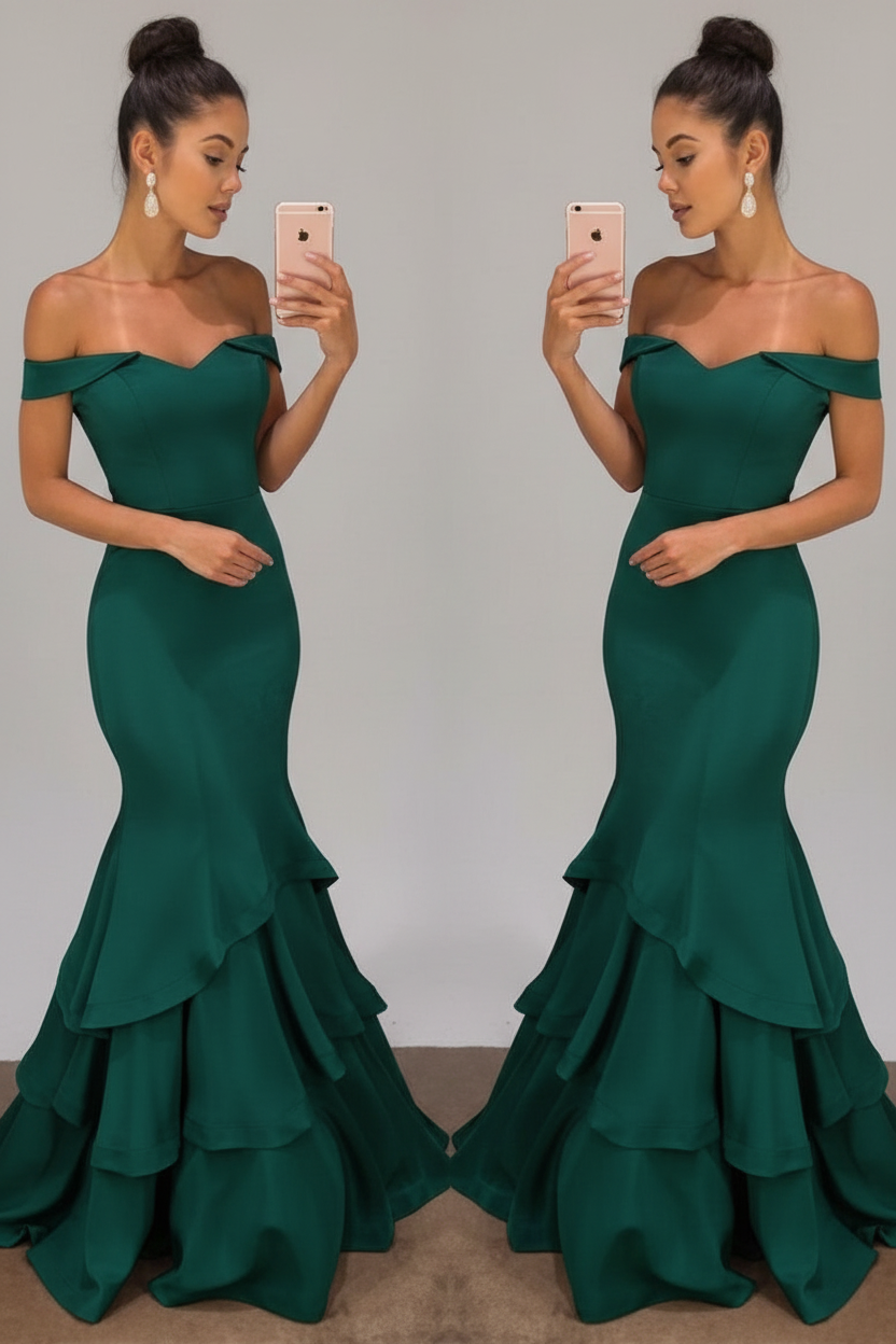 Shoulder Mermaid Prom Dresses Tiered Simple Evening Gowns Arabella Off-the-Shoulder Mermaid Gown
