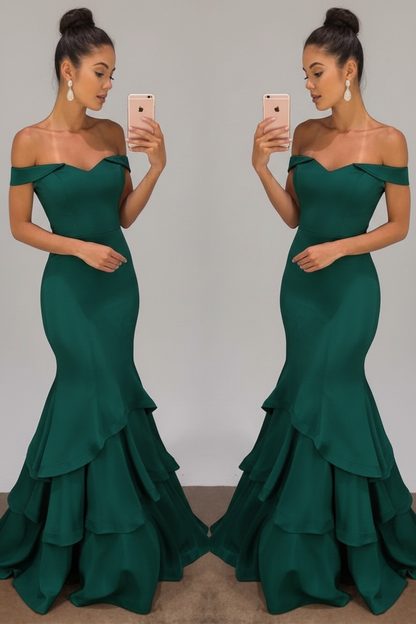 Shoulder Mermaid Prom Dresses Tiered Simple Evening Gowns Arabella Off-the-Shoulder Mermaid Gown