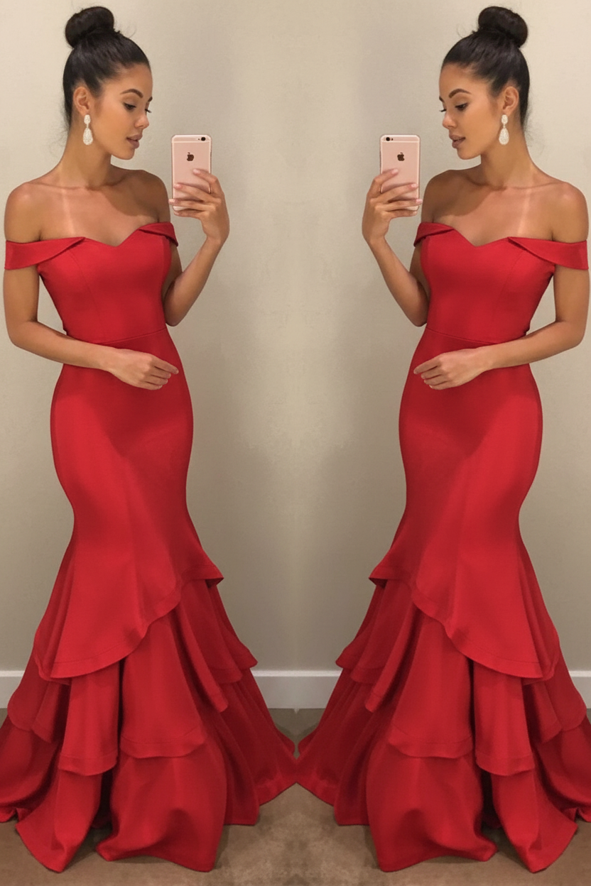 Shoulder Mermaid Prom Dresses Tiered Simple Evening Gowns Arabella Off-the-Shoulder Mermaid Gown