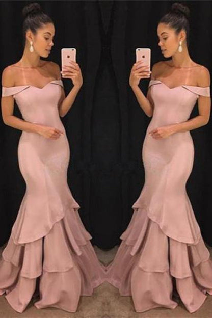 Shoulder Mermaid Prom Dresses Tiered Simple Evening Gowns Arabella Off-the-Shoulder Mermaid Gown