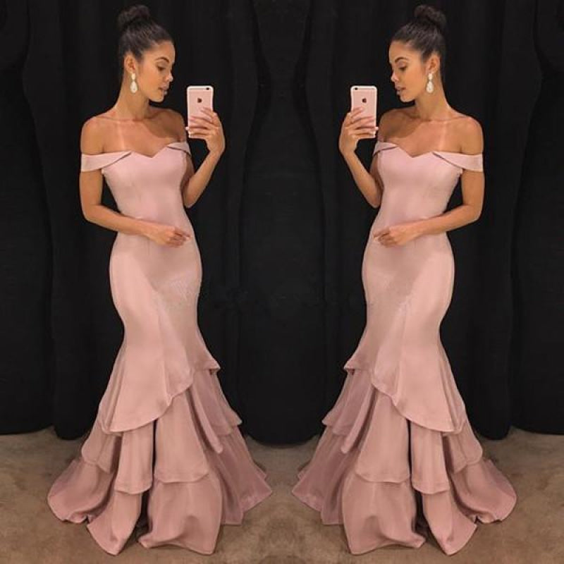 Shoulder Mermaid Prom Dresses Tiered Simple Evening Gowns Arabella Off-the-Shoulder Mermaid Gown