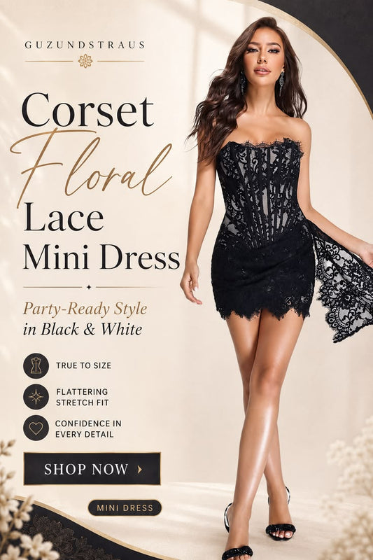 Corset Floral Lace Mini Dress for Party Nights