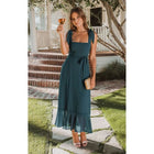 Claire Chiffon Midi Dress in Emerald