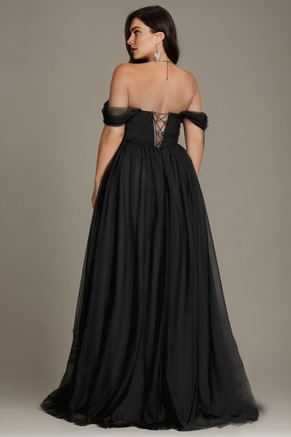 Black Curveins Plus Size Off-Shoulder Strapless Sleeveless Cinched-Waist Maxi Dress - 18-20/2X / Green