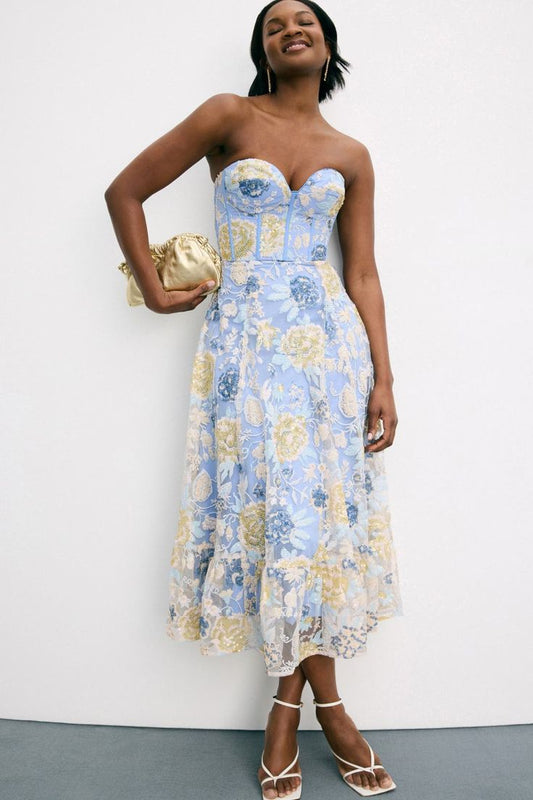 Carina Embroidered Midi Dress