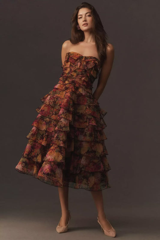 Arabella Tiered Ruffle Midi Dress