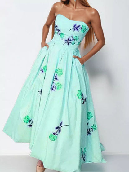 Tan Arabella Floral Maxi Dress