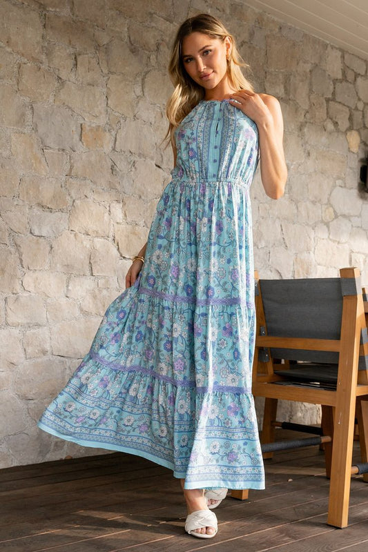 Meline Button Front Maxi - Light Blue Multi | Baltic Born