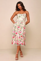 Arabella Embroidered Strapless Midi Dress
