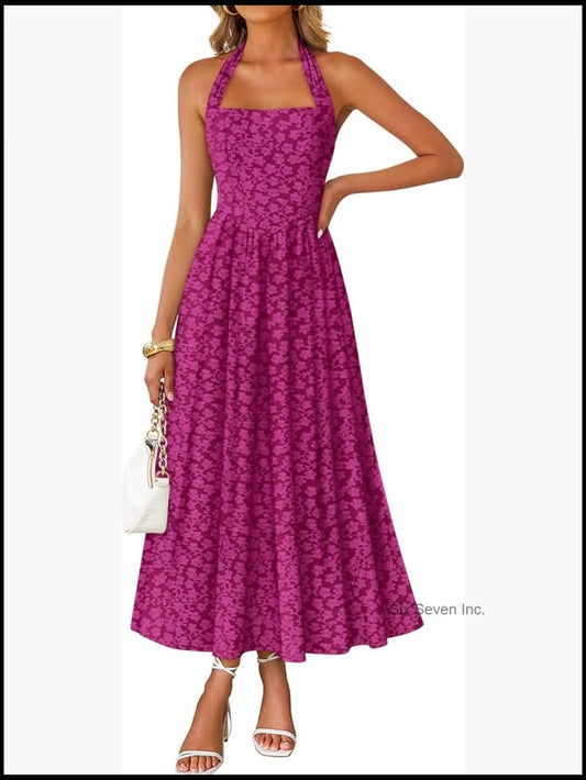 Vera Halter Linen Maxi Dress