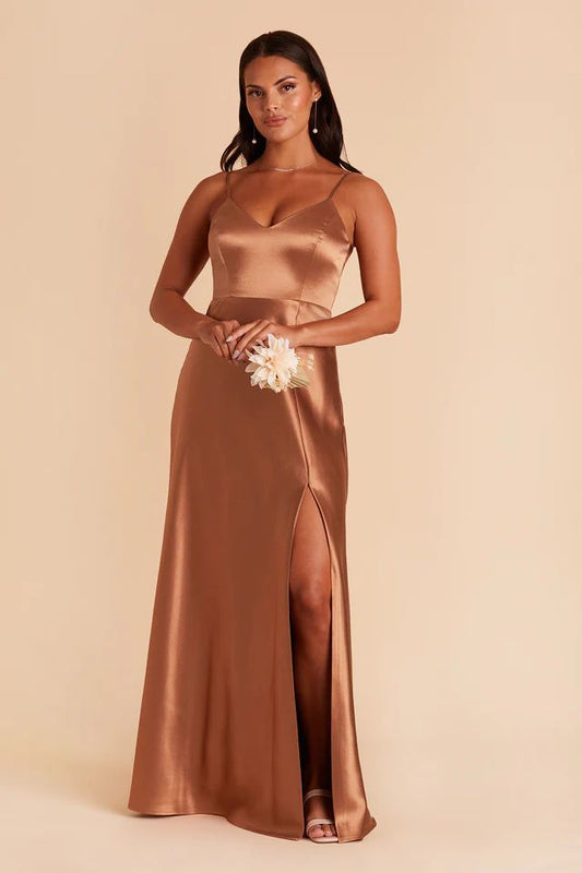 Jay Satin Bridesmaid Dress in Rust | Birdy Grey