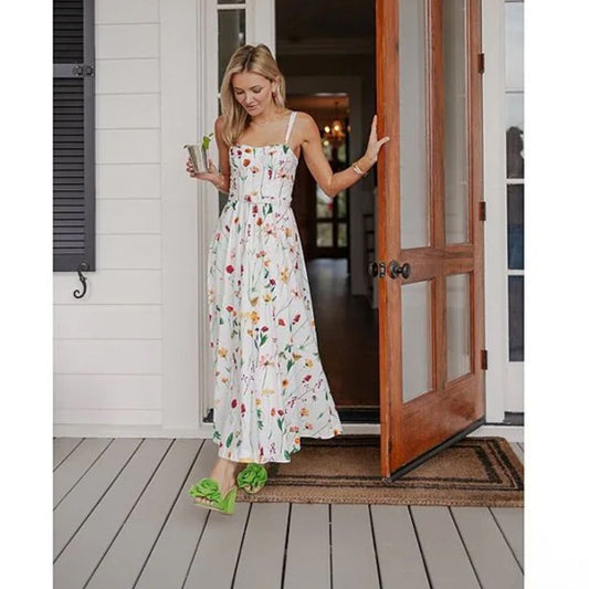 Maybry Floral Poplin Maxi Dress