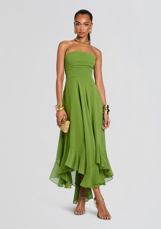 Louisa Chiffon Dress - Kiwi / L