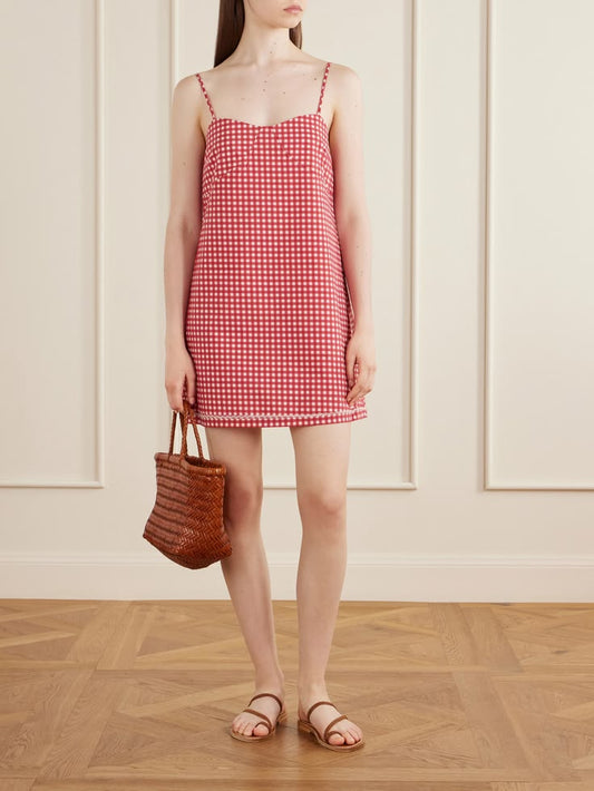 Lindie Gingham Cotton Mini Dress