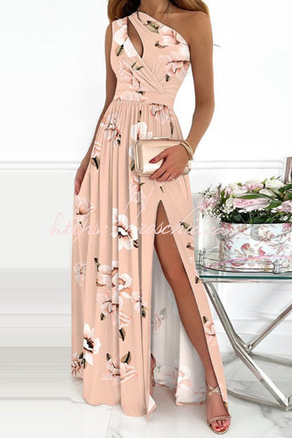 Navy blue Jolie Floral One-Shoulder Maxi Dress