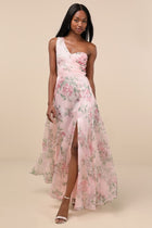 Arabella Floral Organza One-Shoulder Maxi Dress