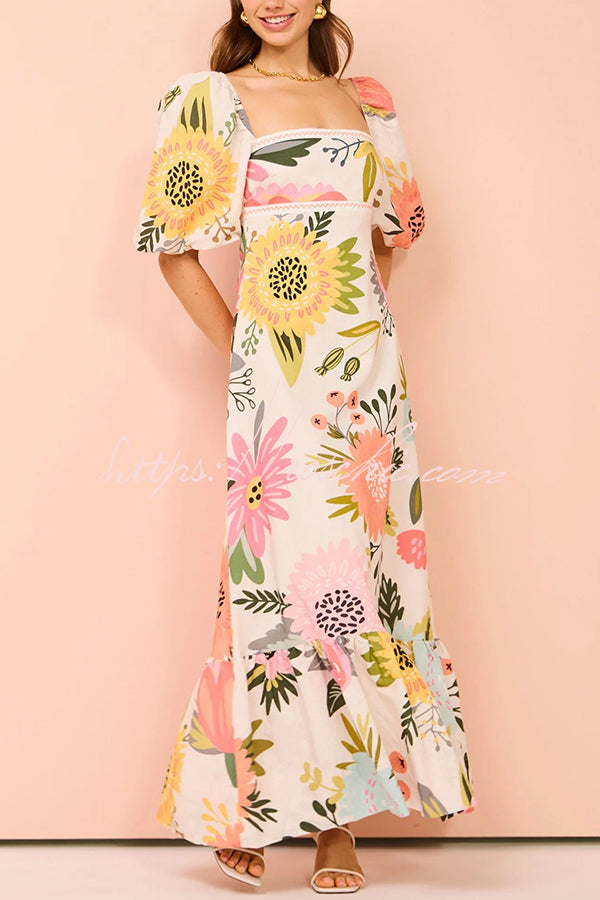 White Margot Floral Maxi Dress