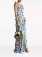 Margot Ruffled Floral Maxi Dress in Blue