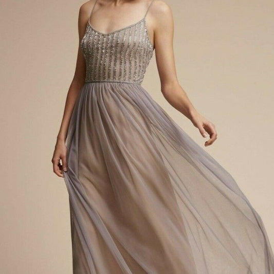 Adriana Papell Dresses | Adrianna Papell Laurent Beaded Dress | Color: Gray/Silver | Size: 8