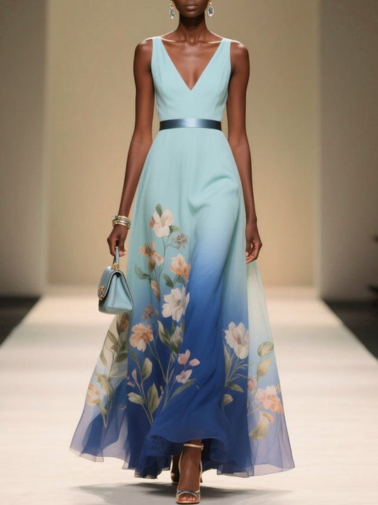 Violet Ombre Chiffon Midi Dress