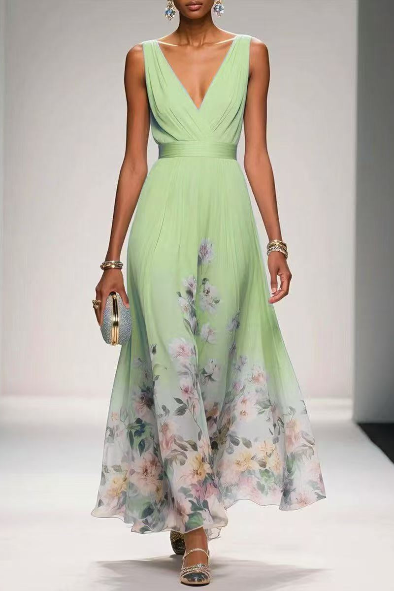 Pink Arabella A-Line Tea Length Chiffon Dress