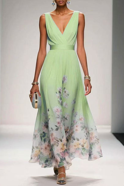 Sky Blue Arabella A-Line Tea Length Chiffon Dress