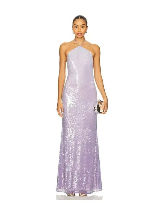Lena Halter Gown in Purple