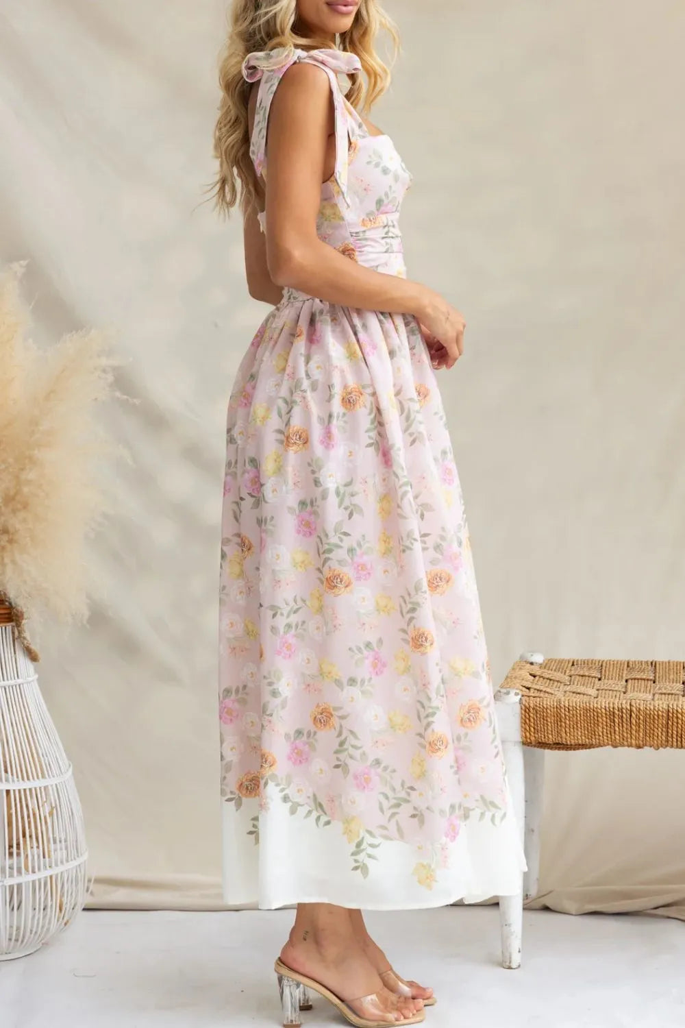 Blush Pink Eloise Printed Cami Midi Dress