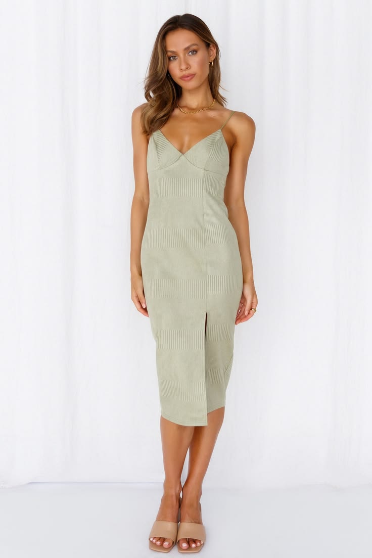 Vivienne Crepe Midi Dress in Sage
