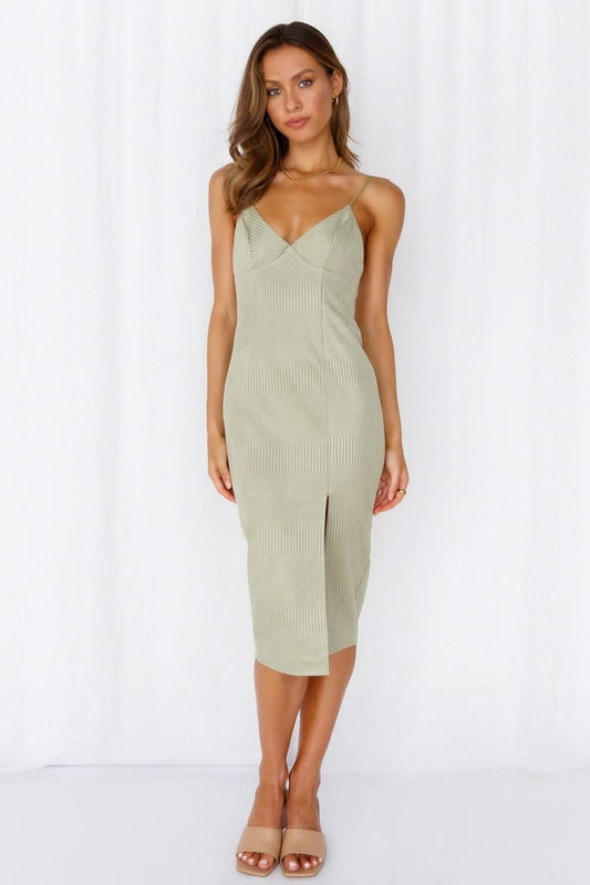 Vivienne Crepe Midi Dress in Sage