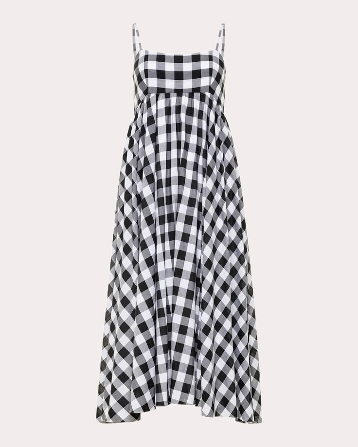 Azeeza Rachel Gingham Cotton Midi Dress - Blackwhite Gingham