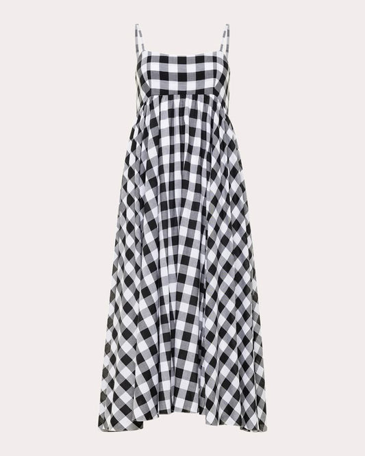 Azeeza Rachel Gingham Cotton Midi Dress - Blackwhite Gingham
