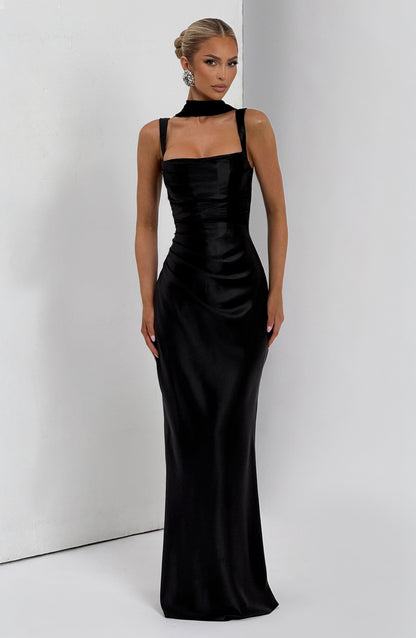 Black Calanthe Sparkle Maxi Dress