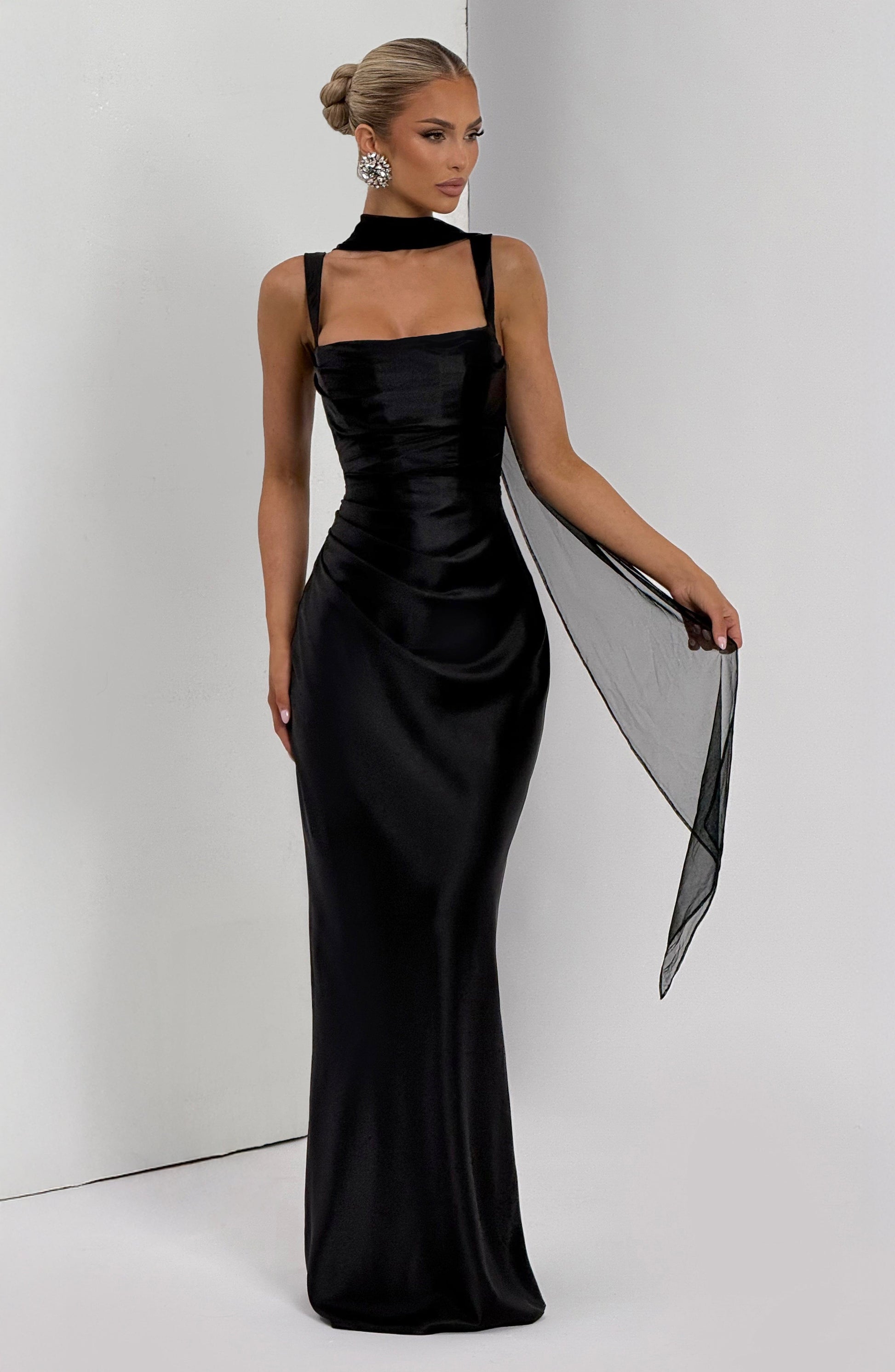 Black Calanthe Sparkle Maxi Dress
