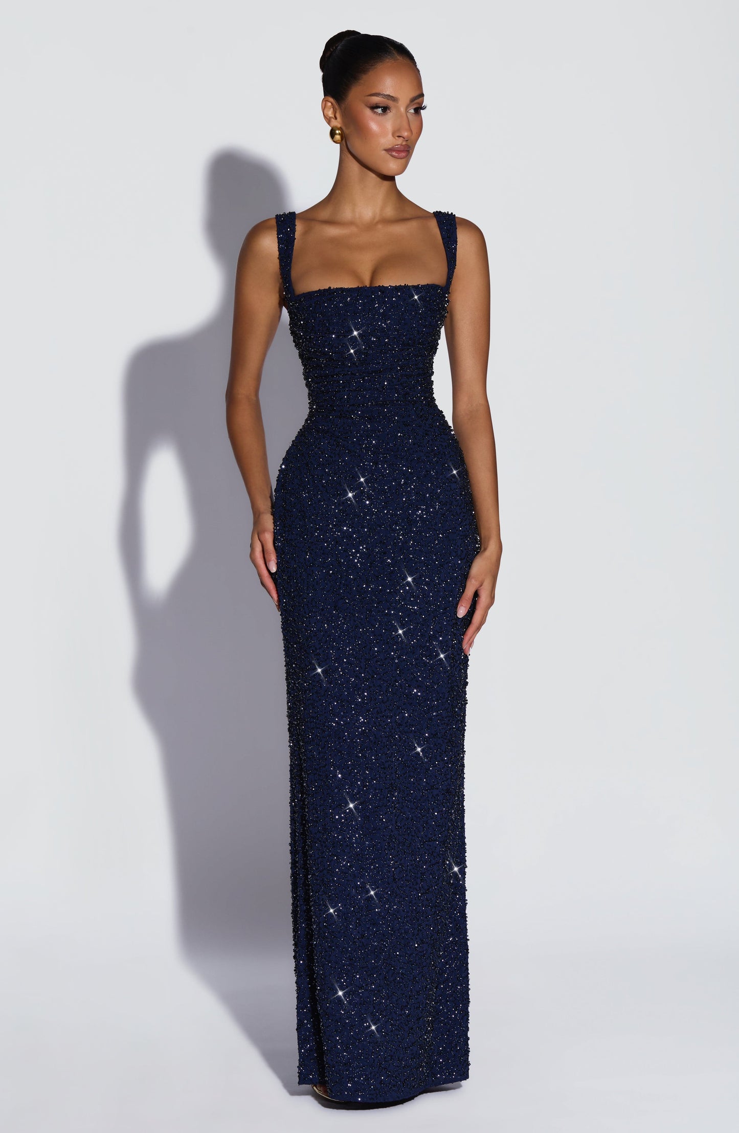 Navy Sparkle Calanthe Sequin Maxi Dress