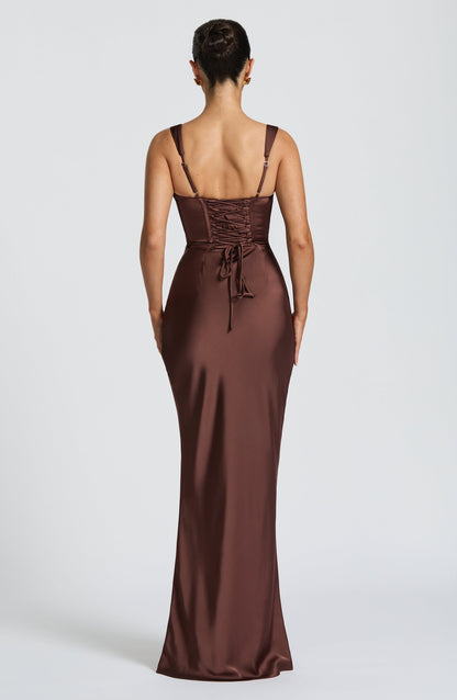 Plum Brown Calanthe Sparkle Maxi Dress