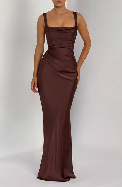 SABINE Maxi Dress - Plum Brown