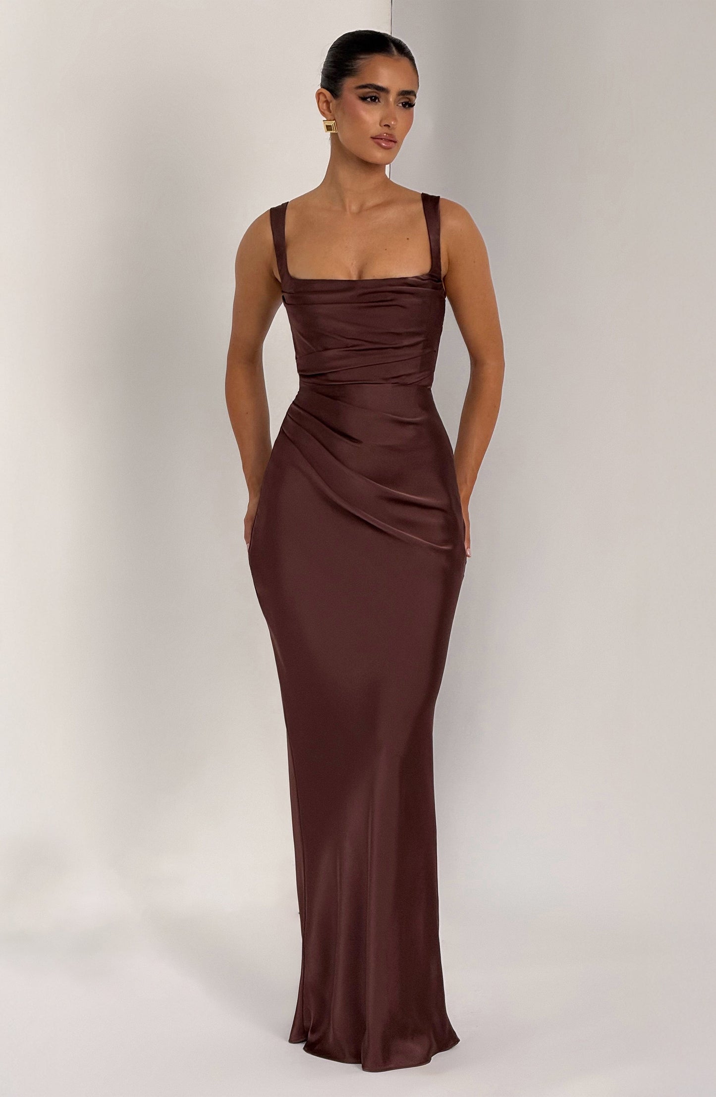 SABINE Maxi Dress - Plum Brown