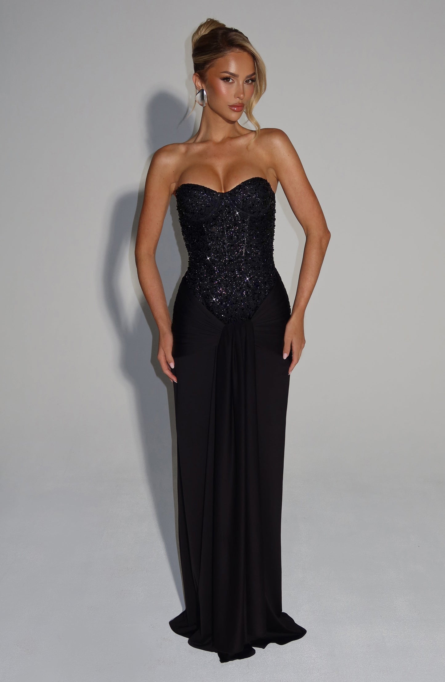Black Carina Plum Maxi Dress