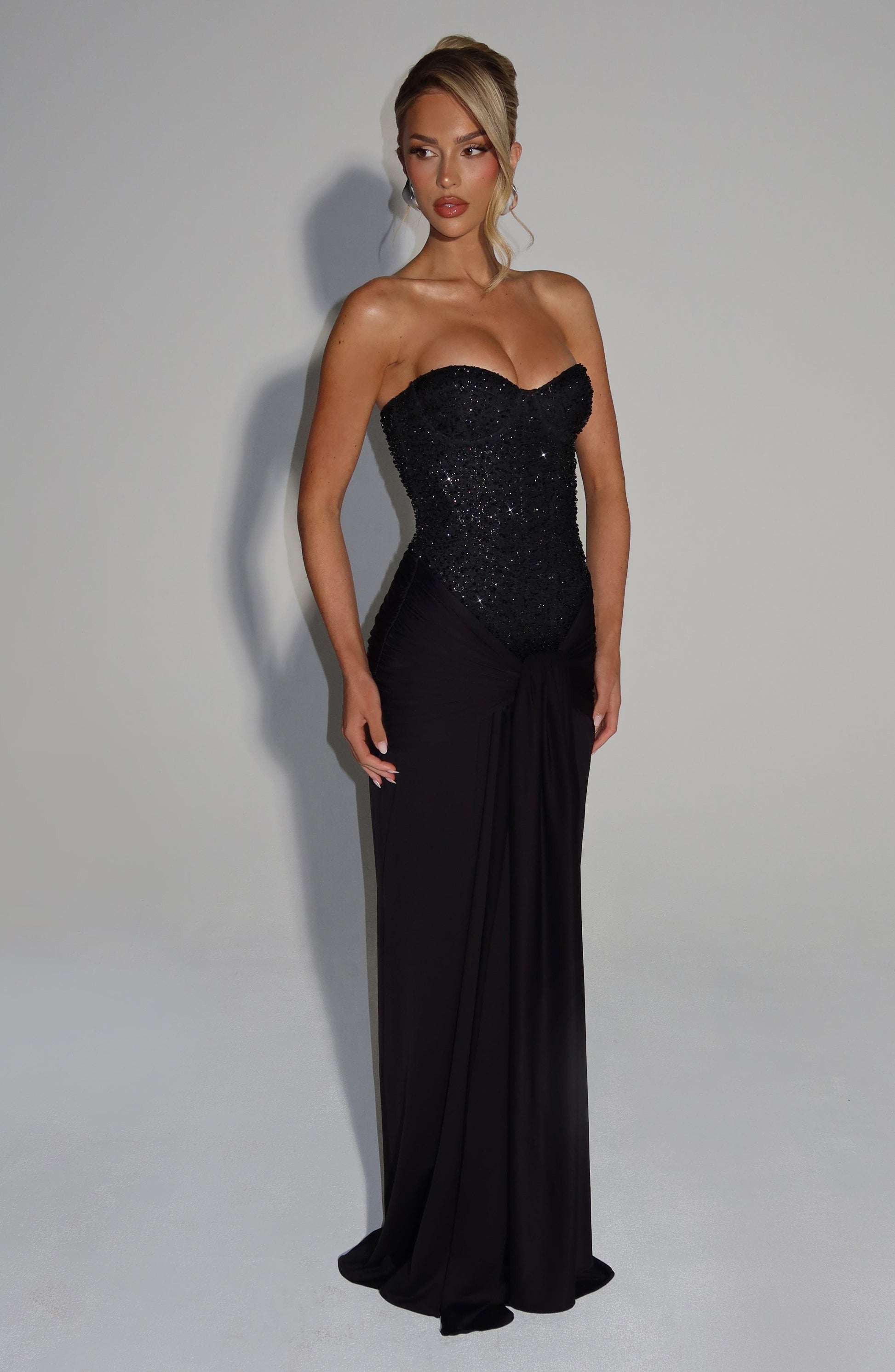 Black Carina Plum Maxi Dress