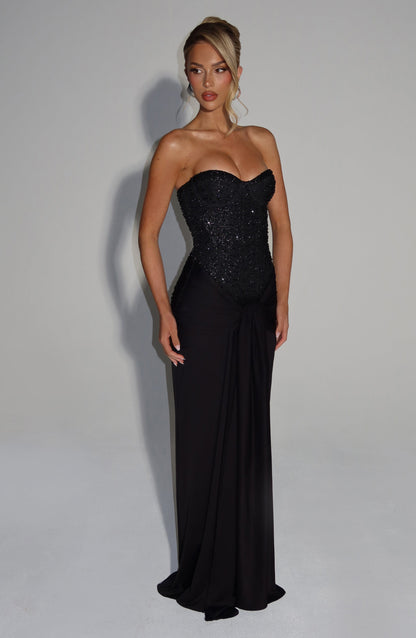 Black Carina Plum Maxi Dress