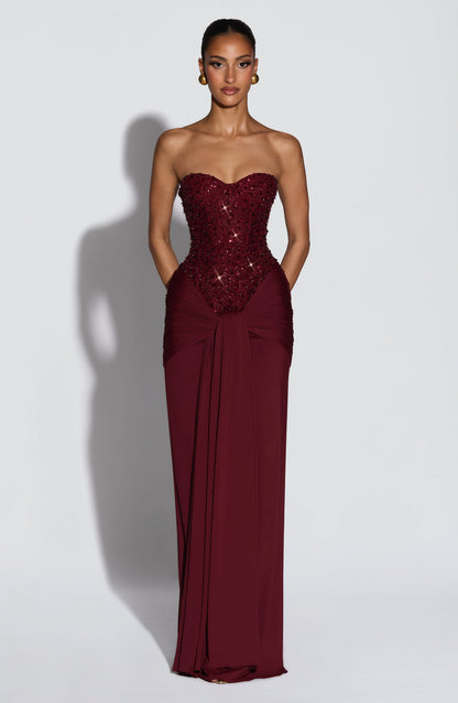Burgundy Carina Plum Maxi Dress