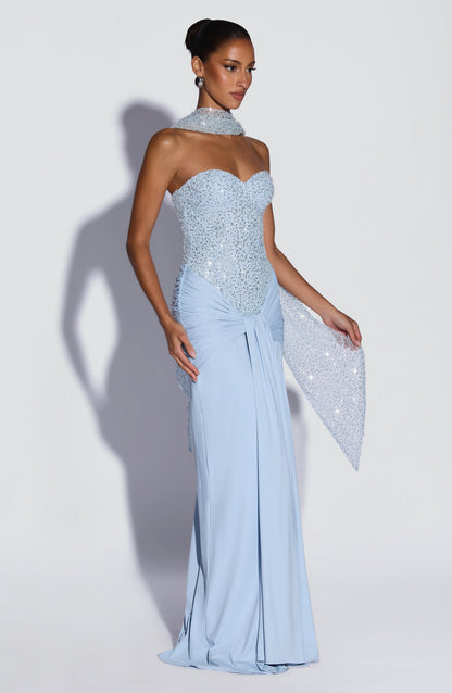 Glacier Blue Carina Plum Maxi Dress