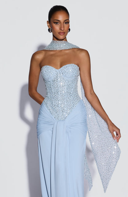 Glacier Blue Carina Plum Maxi Dress