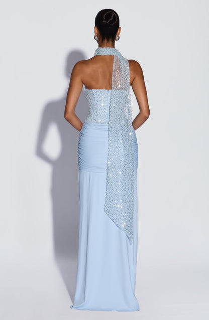 Glacier Blue Carina Plum Maxi Dress