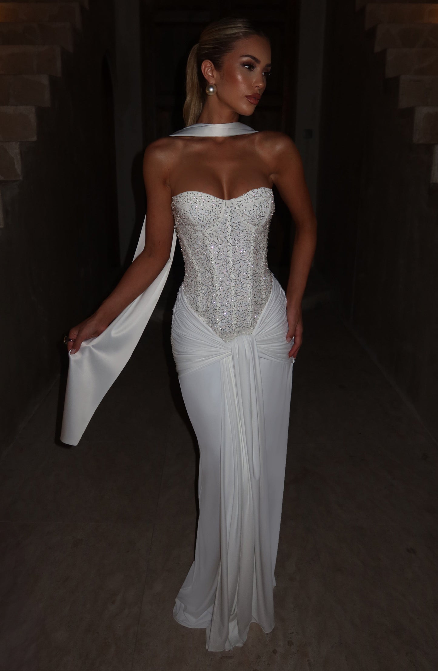 Ivory Carina Plum Maxi Dress