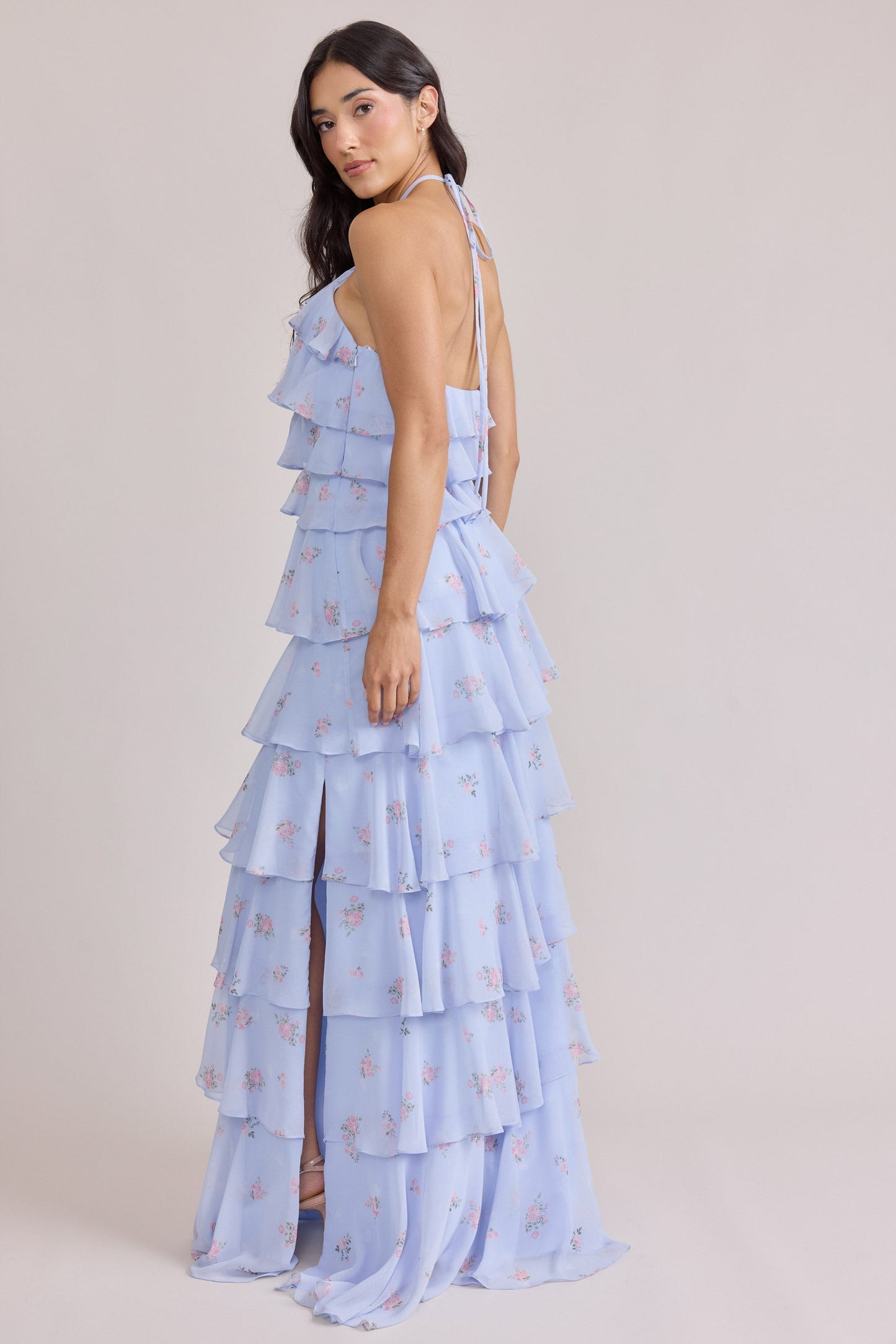 Blush Bouquet Carrie Chiffon Floral Midi Dress